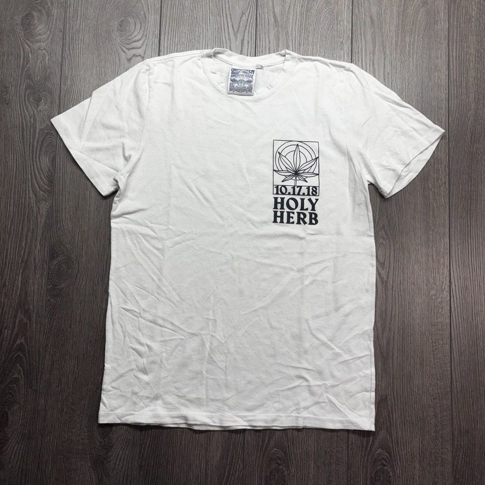 Jungmaven Shirt Mens Medium White Sustainable Hemp Organic Cotton USA Holy Herb